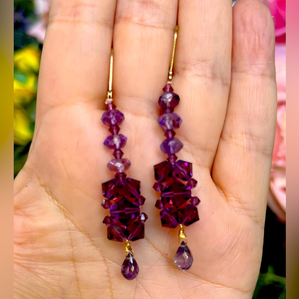 ❤️SOLD❤️ArtDeco inspired Natural Amethyst, Alexandrite, Amethyst Swarovski - Picture 1 of 6
